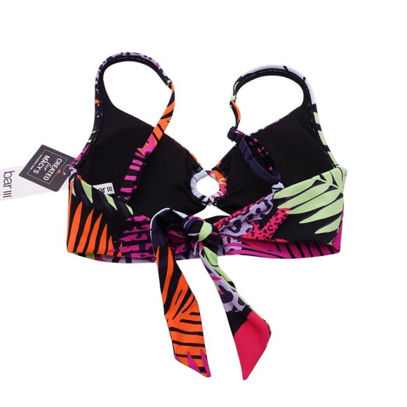 NWT Bar III Palm Prowl O-Ring Bikini Top Sz XS Multicolor Floral Push Up Lined - Picture 8 of 11